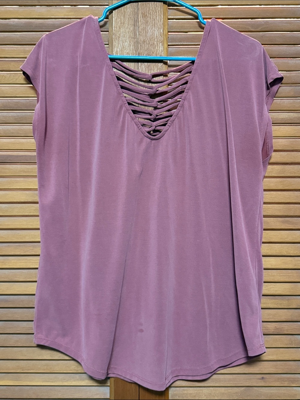 Daytrip Mauve Strappy V-Neck Short Sleeve Top